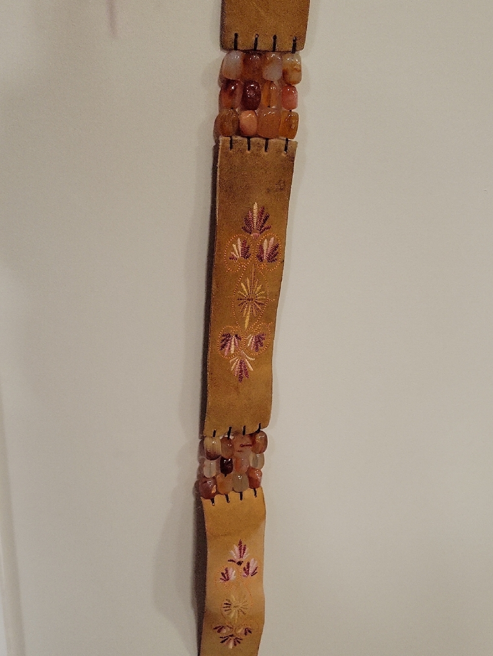 Embroidered & Beaded Distressed Tie Belt Boho Hippie